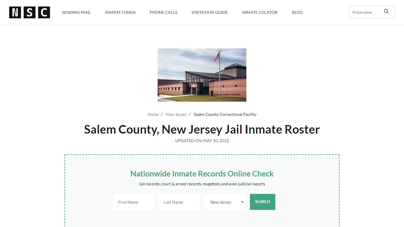 Salem County, New Jersey Jail Inmate List